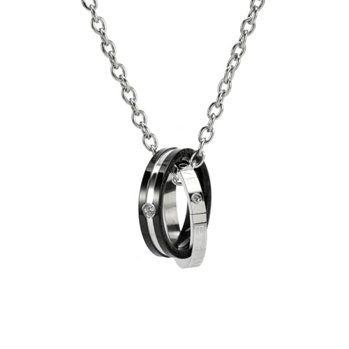 HUANGBONIG Halskette mit koreanischem Persönlichkeitspaar, Paare, Doppelring, Edelstahl von HUANGBONIG