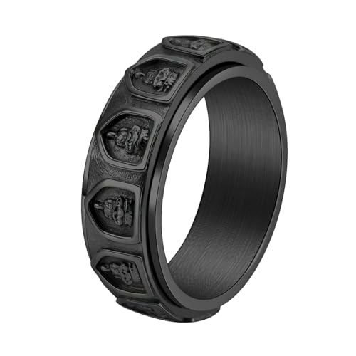 HUANGBONIG Herren-Drehring aus Titanstahl, konkav-konvexes Design, Nr. 6 von HUANGBONIG