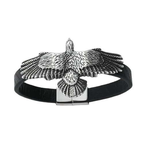 HUANGBONIG Herren Leder Gewebt Exquisite Armband Edelstahl Magnetschnalle Retro Armband von HUANGBONIG