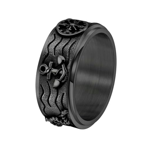 HUANGBONIG Herren Minimalistischer Retro-Porträt-Punk-Wind-Titan-Ring drehbar, No. 7 HUANGBONIG Herren Minimalistischer Retro-Porträt-Punk-Wind-Titan-Ring drehbar, No. 7 von HUANGBONIG