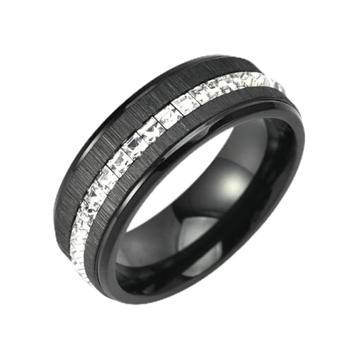 HUANGBONIG Herren-Ring, Edelstahl, Drahtzeichnung, Schmuck, Trend, schwarz, exquisit, 12(th) von HUANGBONIG