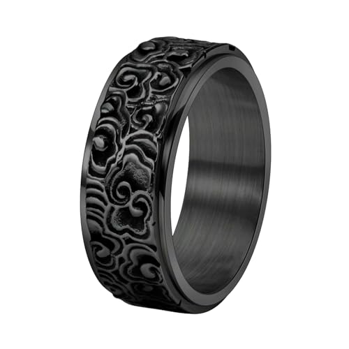 HUANGBONIG Herren-Ring, Retro-Stil, Edelstahl, drehbar, exquisit, No. 9 von HUANGBONIG