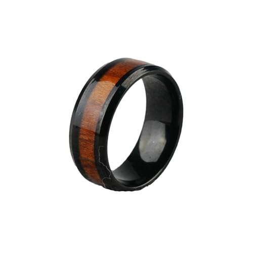 HUANGBONIG Herren-Ring aus Holz mit eingelegtem Leder, kreative Persönlichkeit, Holzring, No. 9 von HUANGBONIG