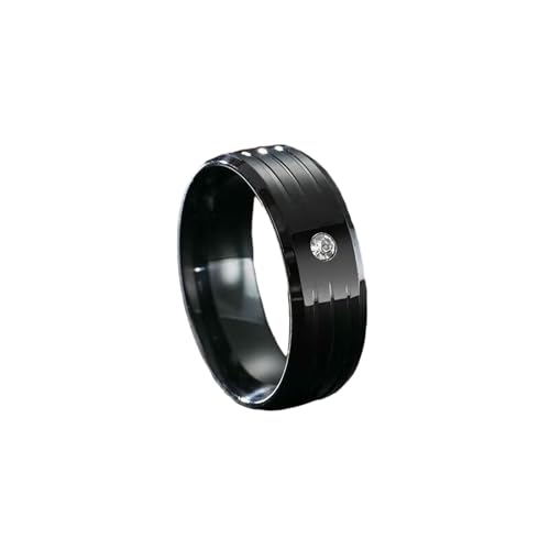 HUANGBONIG Herren-Ring aus Titanstahl, diamantbesetzt, geometrisch, exquisit, No.6, Metall von HUANGBONIG