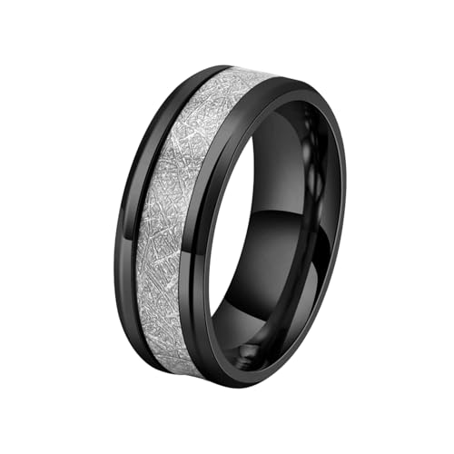 HUANGBONIG Herren-Ring aus Titanstahl mit persönlicher Einlage, einfache Kohlefaser, Freizeit-Windschmuck, 13(th) von HUANGBONIG