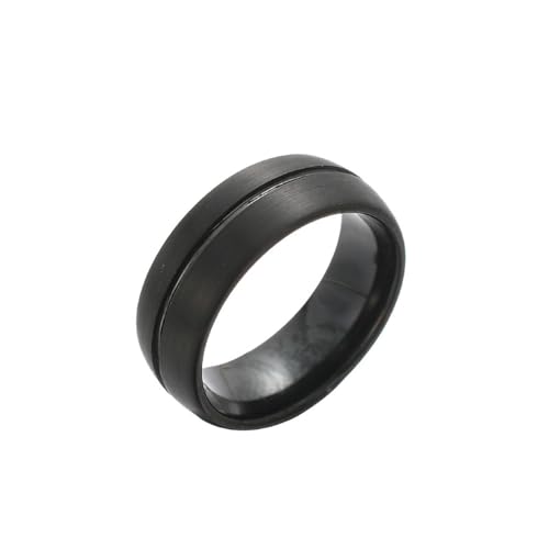HUANGBONIG Herren-Ring aus gebürstetem Wolframstahl, plattiert mit mattem schwarzem Ring, 10(th) von HUANGBONIG