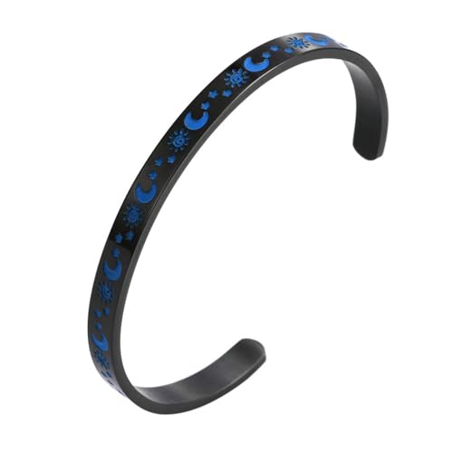 HUANGBONIG Herren Titan Stern Mond Sonne Flut Leuchtend C-Form Armband von HUANGBONIG