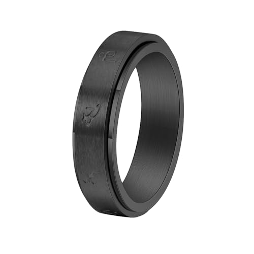 HUANGBONIG Individualität plattierter schwarzer Titan-Stahlring kreativ drehbar einfacher Ring, 11(th) von HUANGBONIG