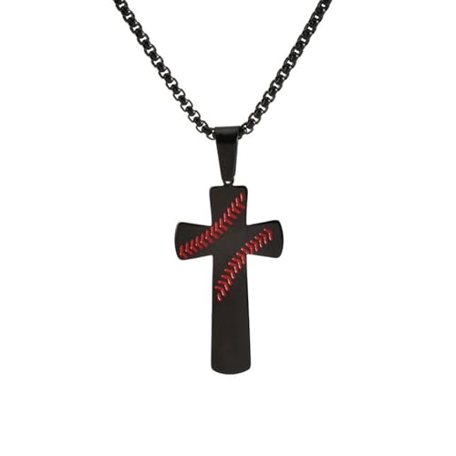 HUANGBONIG Kreative Herren-Halskette mit Kreuzanhänger, inspirierende Baseball-Halsk von HUANGBONIG