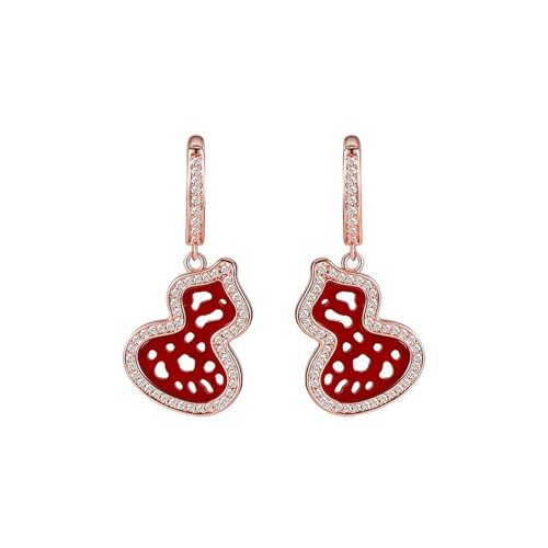 HUANGBONIG Kreative rote Kürbis-Ohrringe im chinesischen Stil mit Diamanten von HUANGBONIG