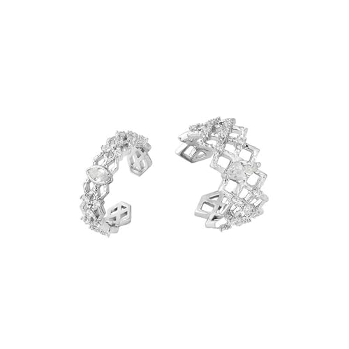 HUANGBONIG Kreativer Ring mit Luftschlangen, Temperament, eingelegter Zirkon-Öffnungsring von HUANGBONIG