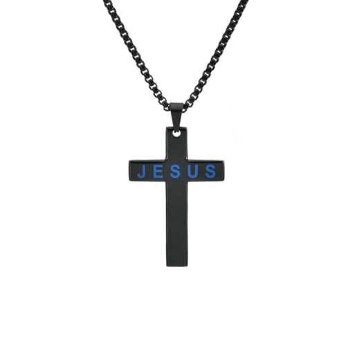 HUANGBONIG Kreuz-Anhänger aus Titanstahl, personalisierbar, für Herren von HUANGBONIG