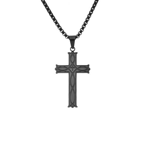 HUANGBONIG Kreuz Titan Stahl Anhänger hohl Spleißen Persönlichkeit Herren Halskette von HUANGBONIG