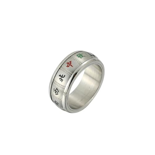 HUANGBONIG Mahjong die dreizehn Waisen Ring Titan Stahl Herren Drehring, 11(th) von HUANGBONIG