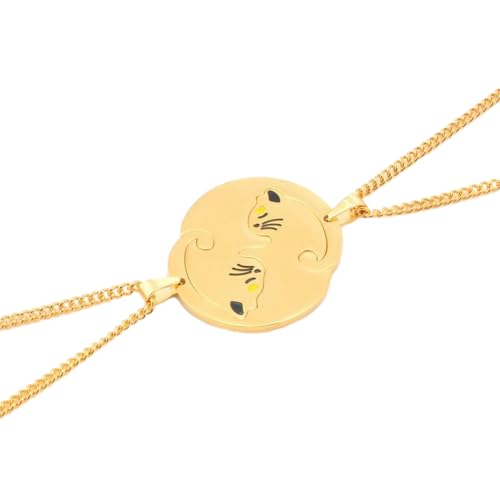 HUANGBONIG Modische Halskette mit Katzenanhänger aus Titan, Puzzle-Halskette von HUANGBONIG