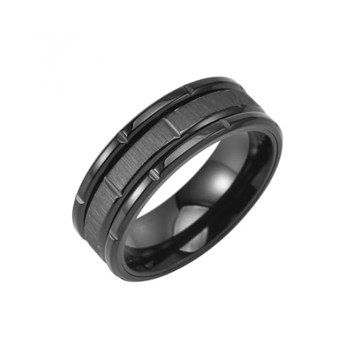 HUANGBONIG Modischer 3-in-1-Kombinationsring, gebürstet, personalisierbar, für Herren, schwarz plattiert, 11(th) von HUANGBONIG