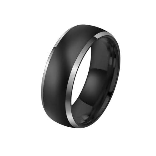 HUANGBONIG Modischer Wolframstahl-Ring, glänzend, schlicht, kreativer Retro-Ring, 10(th) von HUANGBONIG