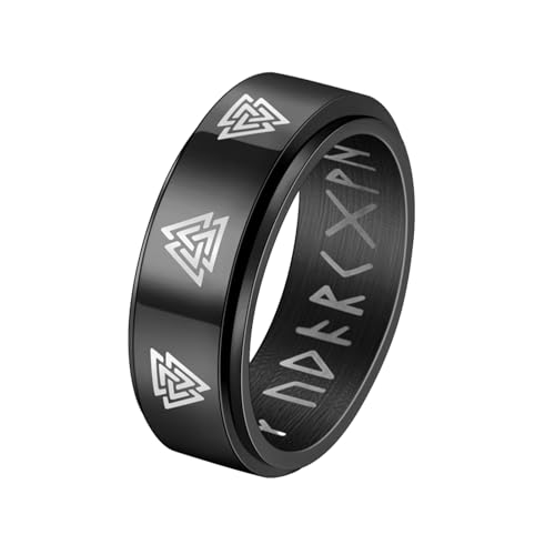 HUANGBONIG Modischer digitaler Symbolring, drehbar, schwarzer Titanschmuck, Nr. 6 von HUANGBONIG