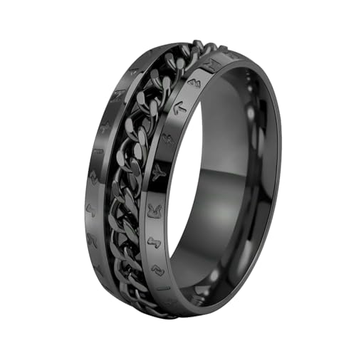 HUANGBONIG Modischer europäischer und amerikanischer Schriftzeichen, drehbarer Kettenring für Damen und Herren, windgebogener Ring, 13(th) von HUANGBONIG