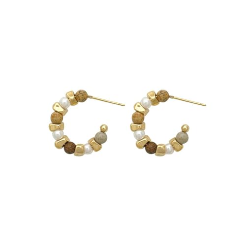 HUANGBONIG Natürliche Stein-Perlenohrringe, einfache Perlenohrringe von HUANGBONIG