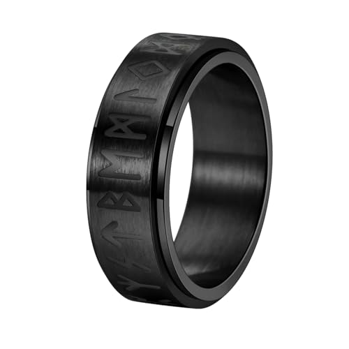 HUANGBONIG Nordic Herren Edelstahl Drehbarer Ring Leuchtender Druckentlastungsring, 10(th) von HUANGBONIG