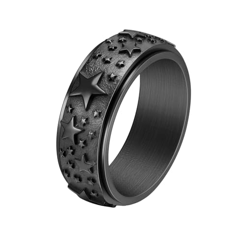 HUANGBONIG Nordic Retro Simple Titan Fünfzackiger Stern drehbarer Ring, No. 9 HUANGBONIG Nordic Retro Simple Titan Fünfzackiger Stern drehbarer Ring, No. 9 von HUANGBONIG