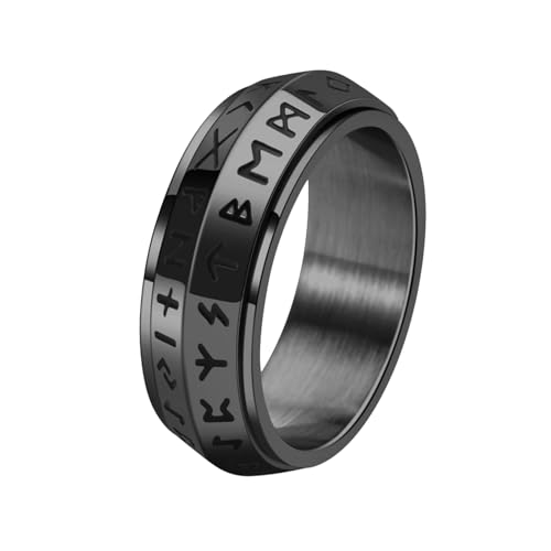 HUANGBONIG Nordischer Retro-Titanstahl-Ring, drehbar, kreative Persönlichkeit, exquisiter Ring, No. 9 von HUANGBONIG