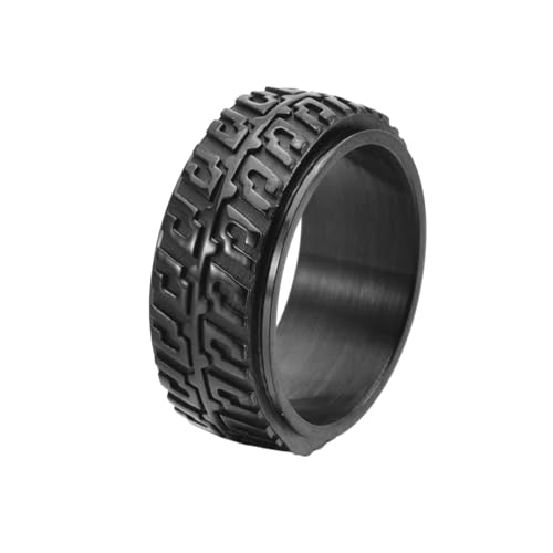 HUANGBONIG Persönlichkeits-drehbarer Autoreifenring für Herren, Titan, Punk, Windring, No. 9 von HUANGBONIG