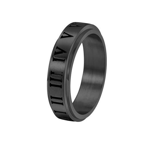 HUANGBONIG Persönlichkeitsring, durchbrochen, gebürstet, digital, Edelstahl, Paarring, 12(th) von HUANGBONIG