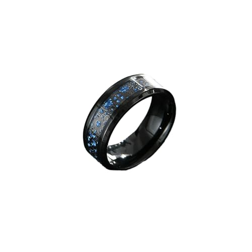 HUANGBONIG Personalisierter Herren-Ring aus Edelstahl mit Kohlefaserring mit Zahnrädern, No. 8 von HUANGBONIG