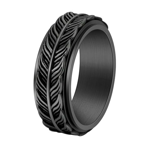 HUANGBONIG Personalisierter Retro-Ringring für Herren aus Titan, 13(th) von HUANGBONIG