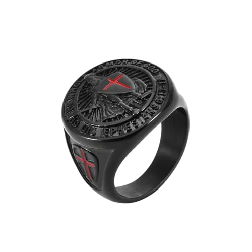 HUANGBONIG Punk Stil Herren Retro Schild Ring Rotes Kreuz Ring, No. 7 HUANGBONIG Punk Stil Herren Retro Schild Ring Rotes Kreuz Ring, No. 7 von HUANGBONIG