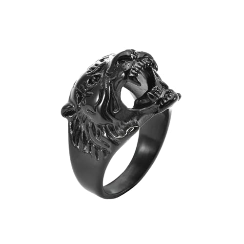 HUANGBONIG Retro Domineering Edelstahl Ring Persönlichkeit Herren Punk Ring, 11(th) von HUANGBONIG