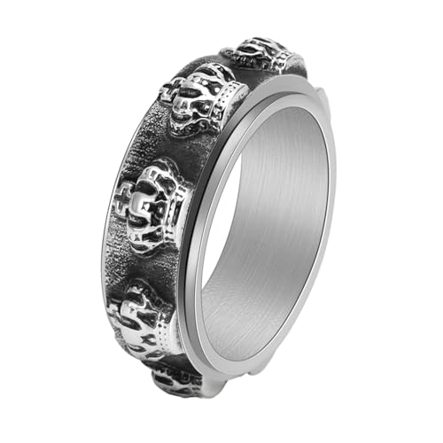HUANGBONIG Retro Edelstahl drehbarer Ring Herren Accessoires, 12(th) von HUANGBONIG