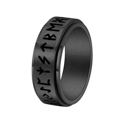 HUANGBONIG Retro Herren hohl Titan Ring kann gedreht werden Retro Rune Ring, Nr. 6 von HUANGBONIG