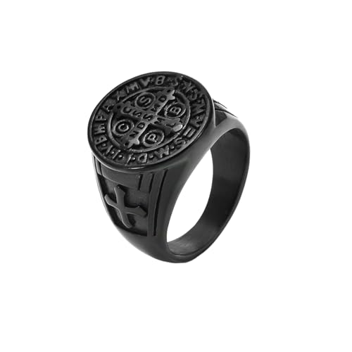 HUANGBONIG Retro Kreuz Ring Titan Stahl Herren Casting Finger, No. 8 von HUANGBONIG