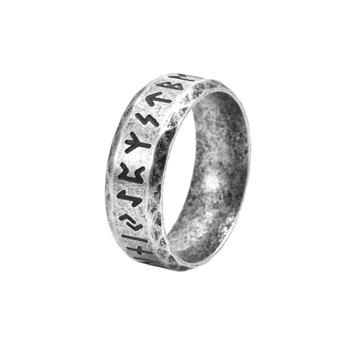 HUANGBONIG Retro-Runenring aus Edelstahl, einfacher und kreativer Herren-Handschmuck, 10(th) von HUANGBONIG