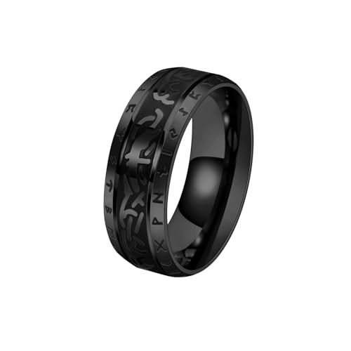 HUANGBONIG Retro-Runenring für Herren, neutraler und schlichter Persönlichkeitsschmuck, 13(th) von HUANGBONIG