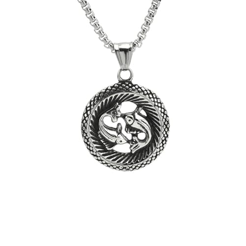 HUANGBONIG Retro-Stern-Halskette, rund, Titan, Hip-Hop, lang, personalisierbar von HUANGBONIG