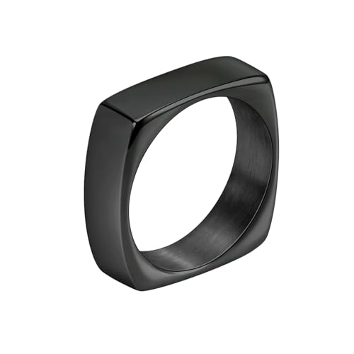HUANGBONIG Ring für Paare, breites quadratisches Design, glatter Titan, einfacher quadratischer Ring, 11(th) von HUANGBONIG