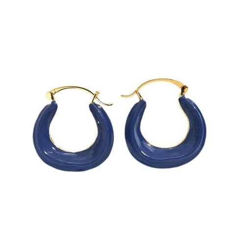 HUANGBONIG Schlichte, europäische und amerikanische Damen-Ohrringe, unregelmäßig, U-Form, Blau von HUANGBONIG