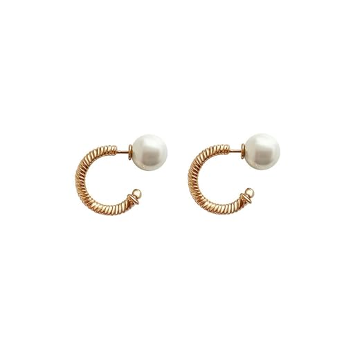 HUANGBONIG Schlichte Damen-Ohrringe in C-Form mit Perlen in C-Form von HUANGBONIG