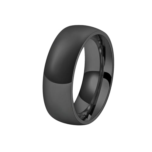 HUANGBONIG Schlichter Herren-Ring, glatter Bogen, Retro, schwarz plattiert, Edelstahl, 12(th) von HUANGBONIG