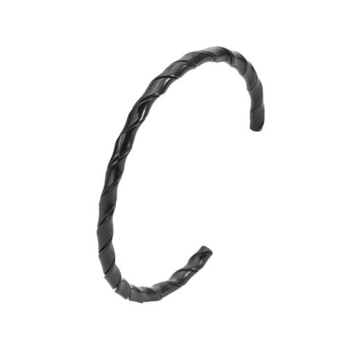 HUANGBONIG Schlichtes C-förmiges, gedrehtes Draht-Armband für Herren, Titanschmuck von HUANGBONIG