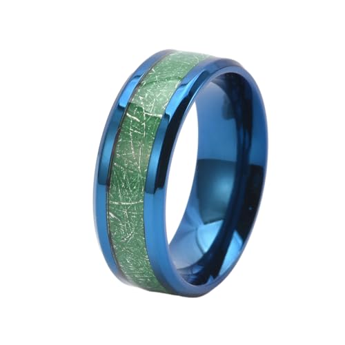 HUANGBONIG Schwarzer Ring aus Titanstahl, mit Intarsien, für Herren, Sport, einfacher Edelstahl-Schmuck, 10(th) von HUANGBONIG