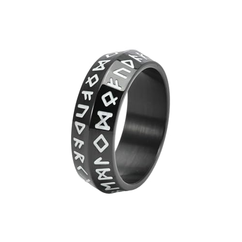 HUANGBONIG Titan Retro Double Bevel Ring Kreative Rune Herren Ring, 12(th) von HUANGBONIG