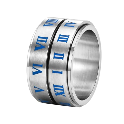 HUANGBONIG Titan-Stahl breiter Zwei-Wege-drehbarer digitaler Ring für Herren, Stressabbau, 10(th) von HUANGBONIG