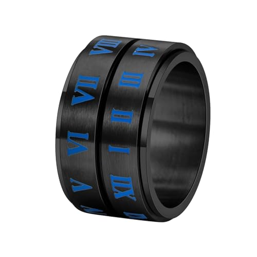 HUANGBONIG Titan-Stahl breiter Zwei-Wege-drehbarer digitaler Ring für Herren, Stressabbau, 13(th) von HUANGBONIG
