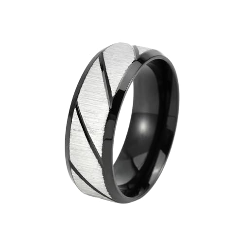 HUANGBONIG Twill horizontaler Sandring einfacher Herren-Drahtziehering, 12(th) von HUANGBONIG