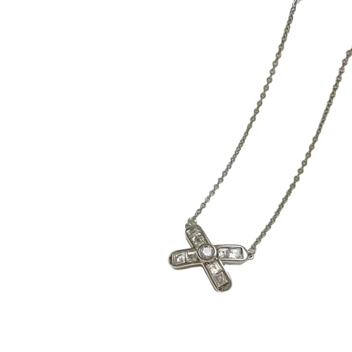 HUANGBONIG WN14644C Damen-Anhänger französischer Zirkon Kreuz Design einfacher Diamant X von HUANGBONIG